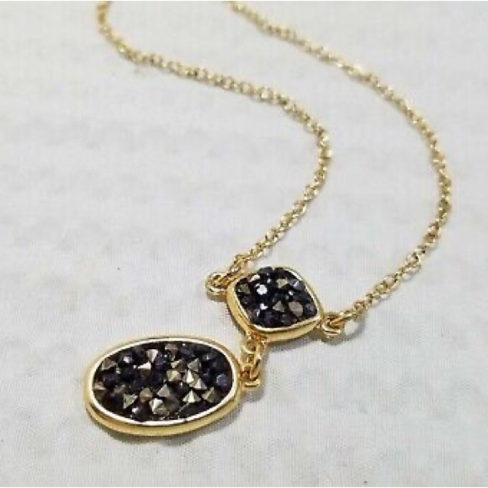 * Avon MODERN GLIMMER Pendant Necklace Faux Druzy Stones Goldtone 16.5" w/Extend